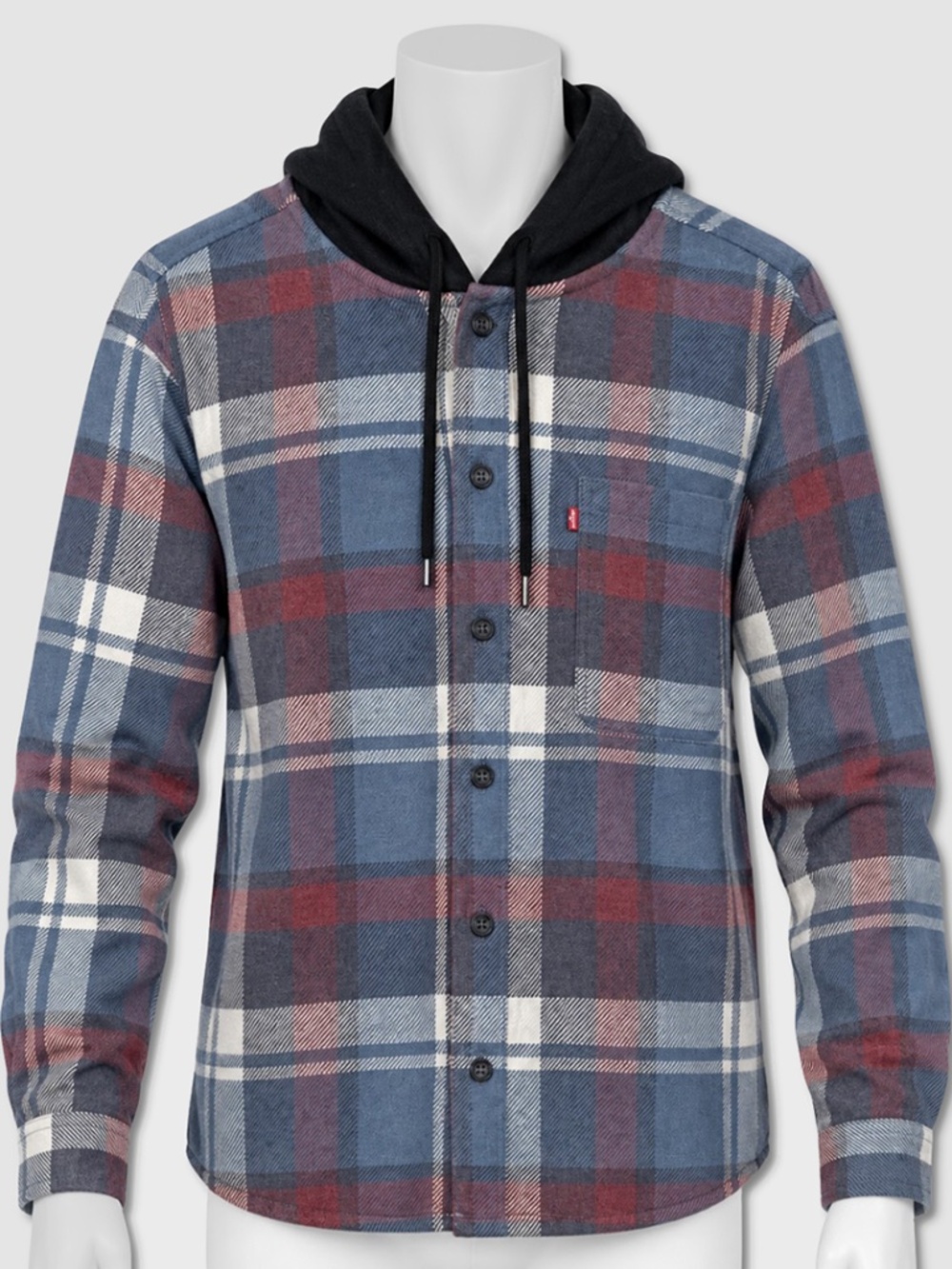 Levi's Heavyweight Flannel Shirt Hoodie - NWT Mens 2XL Blue Plaid - #45495-K2